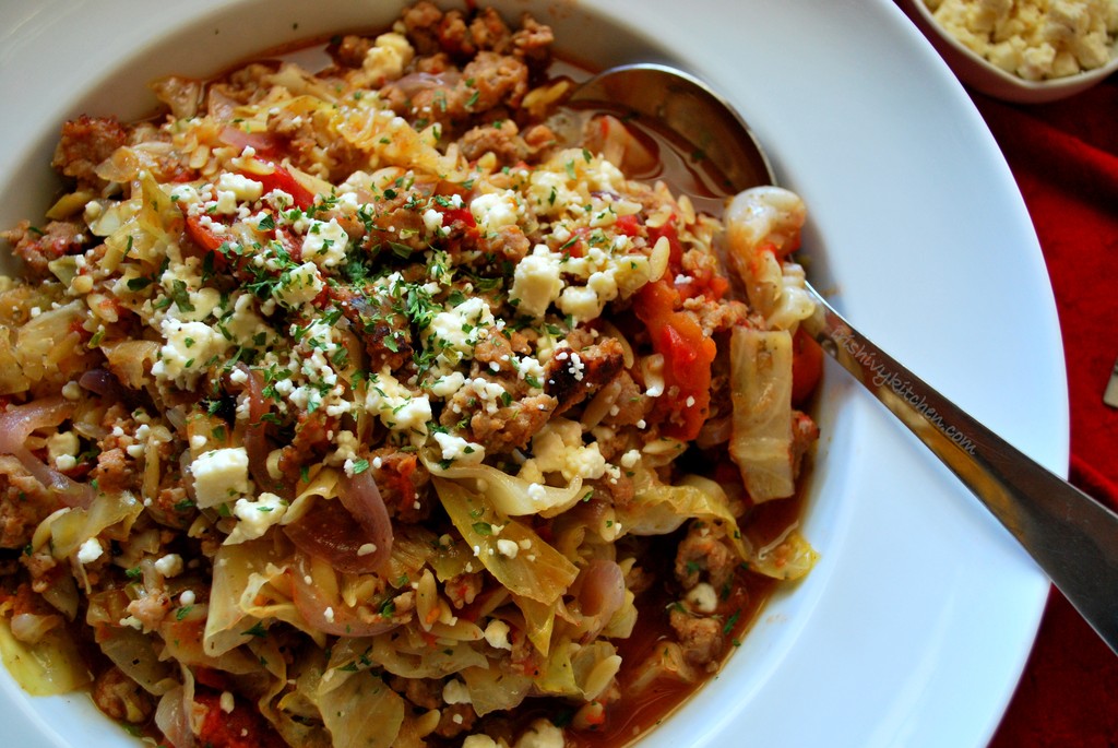 Cabbage & Italian Sausage with Orzo Pasta