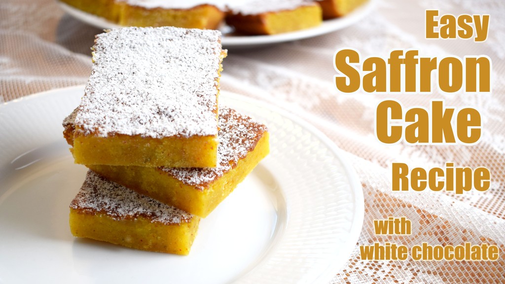 Easy saffron cake with white chocolate